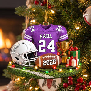 Personalized Football Jersey Helmet Trophy Acrylic Christmas Ornament