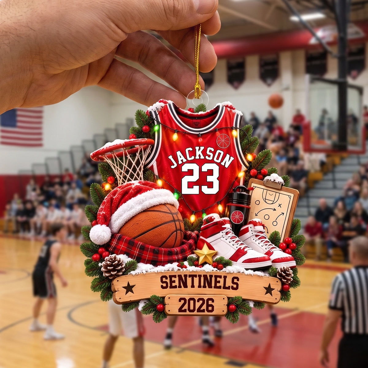 Personalized Basketball Christmas Ornament – Custom Name & Jersey Number Keepsake | Gift For Basketball Players, Coaches & Fans