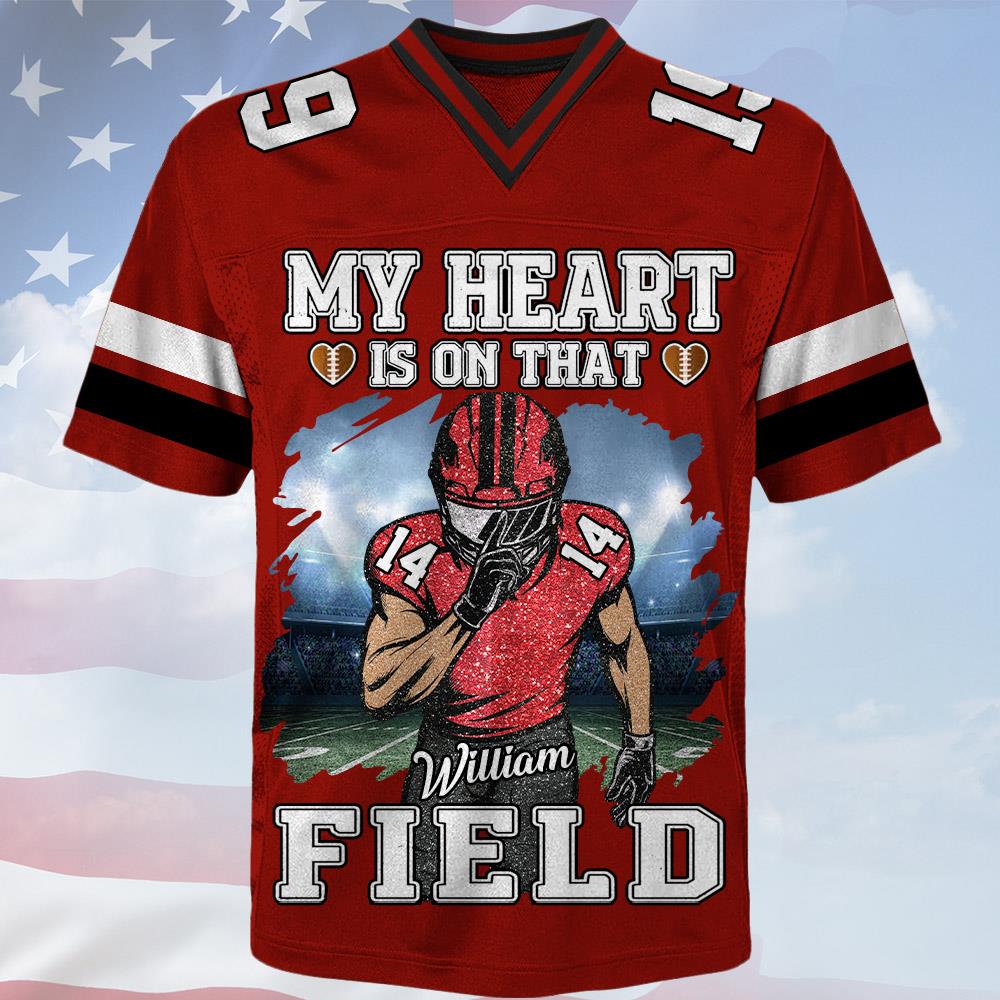My Heart Is On That Field - Personalized Jersey Gift For Football Player