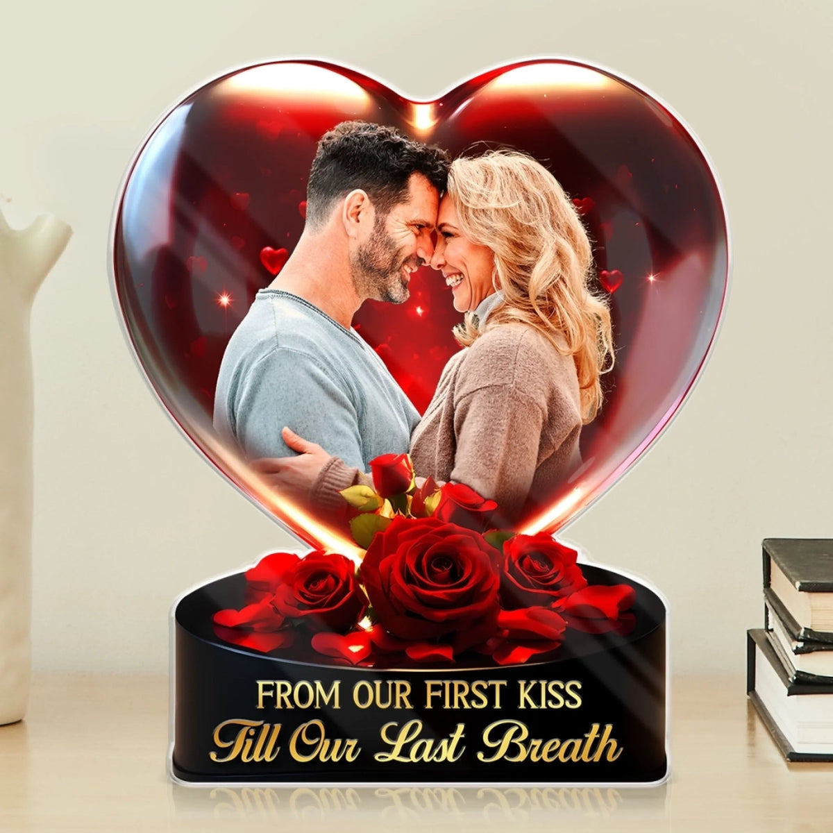 From Our First Kiss, Till Our Last Breath - Couple Personalized Photo Acrylic Plaque Gift For Husband Wife