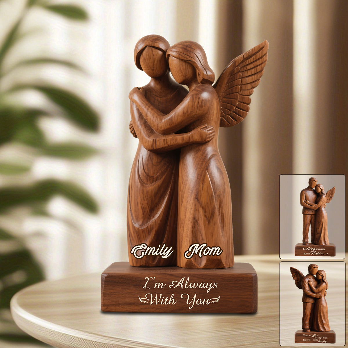 Personalized Memorial Heaven Angel Wings Hug Acrylic Plaque