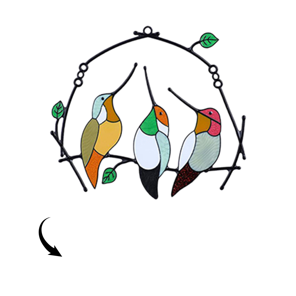 Personalized Family Photo Birds Colorful Window Pendant