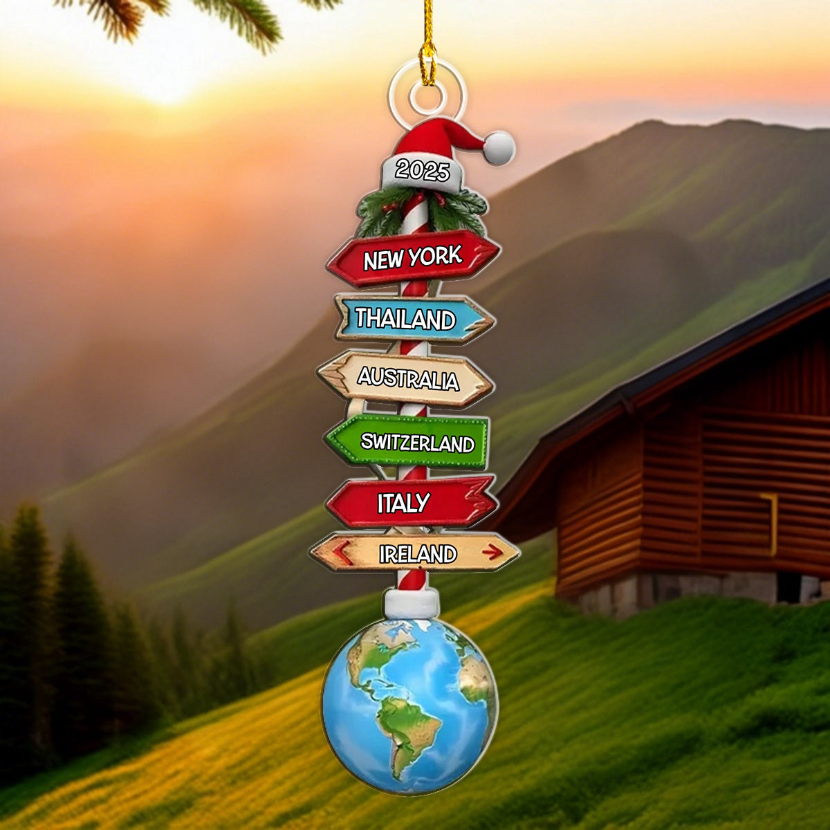Travel Adventure Destinations Of 2025 Personalized Acrylic Ornament, Gift For Travel Enthusiasts