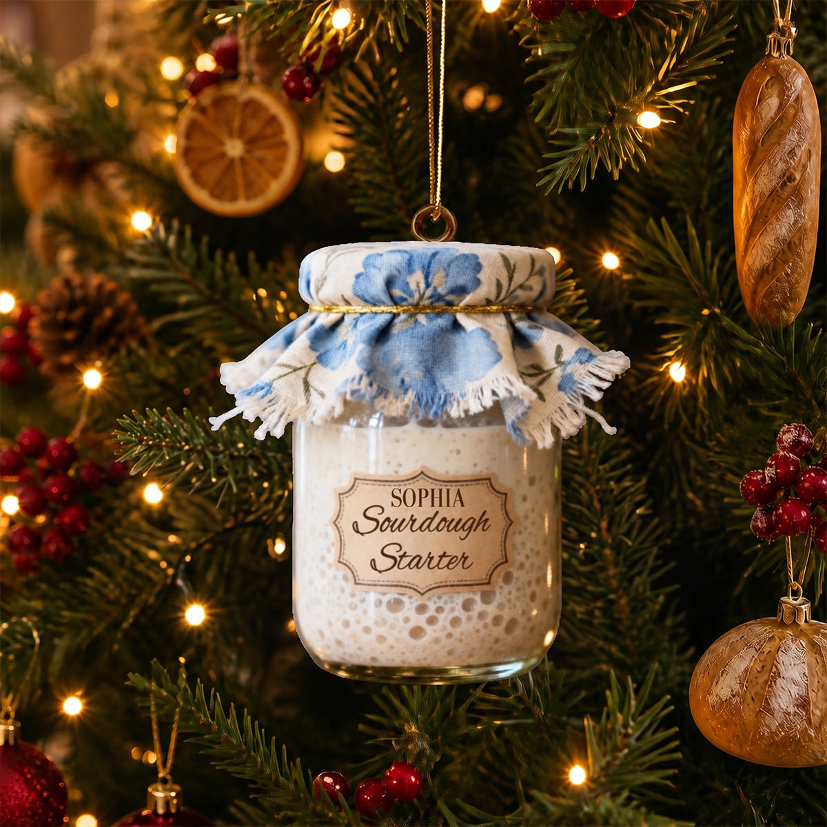 Custom Personalized Sourdough Starter Ornament – Kitchen Baking Decor | Christmas Gift For Sourdough Lovers & Bakers