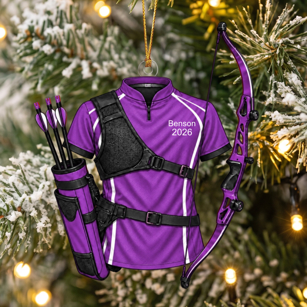 Personalized Archery Christmas Ornament 2026 – Custom Name Recurve Bow & Jersey Acrylic Keepsake | Gift For Him