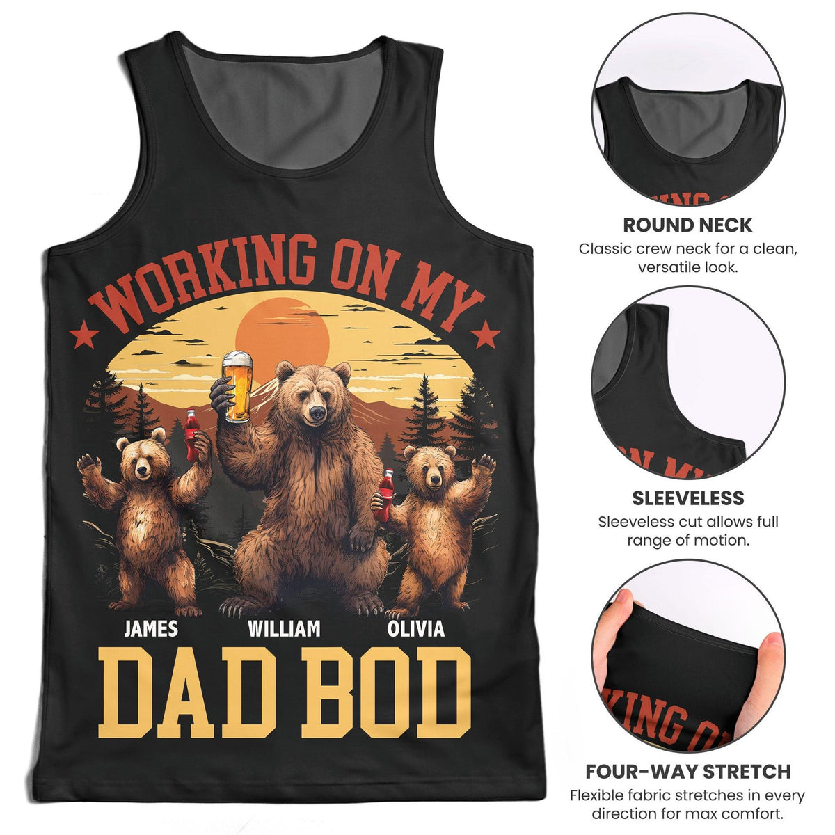Working On My Dad Bod - Personalized Bear Tank Top For Men