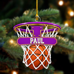 Personalized Basketball Hoop Christmas Ornament – Custom Name & Ball-In-Net Acrylic Keepsake | Gift for Players & Coaches