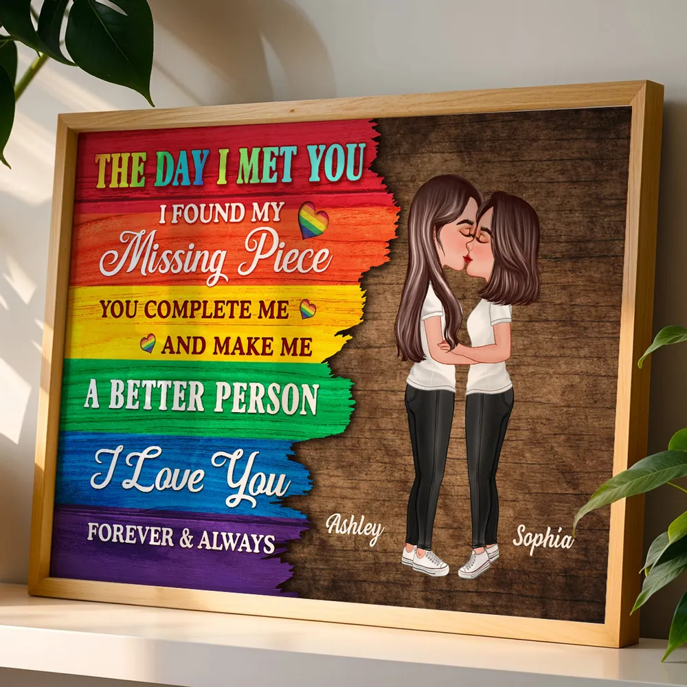 Half LGBT Flag Couple The Day I Met You Pride Month Personalized Poster
