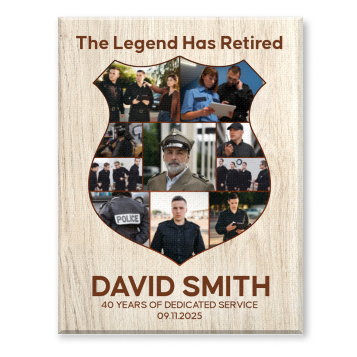 Law Enforcement Police Officer, Female Cop Gifts Personalized Police Badge Shaped Photos Collage Canvas