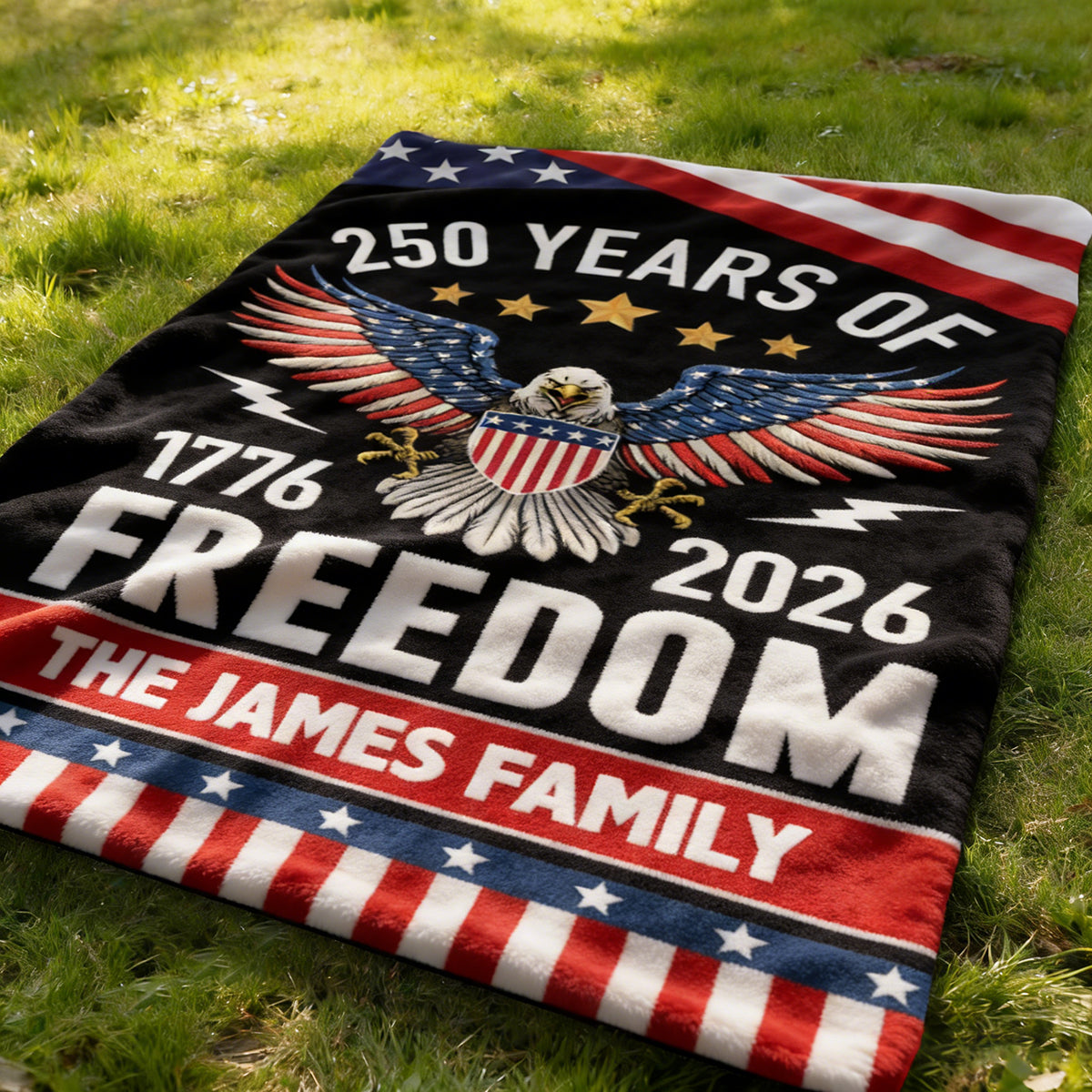 Personalized 250 Years of Freedom Blanket America 250th Anniversary Gift for Family
