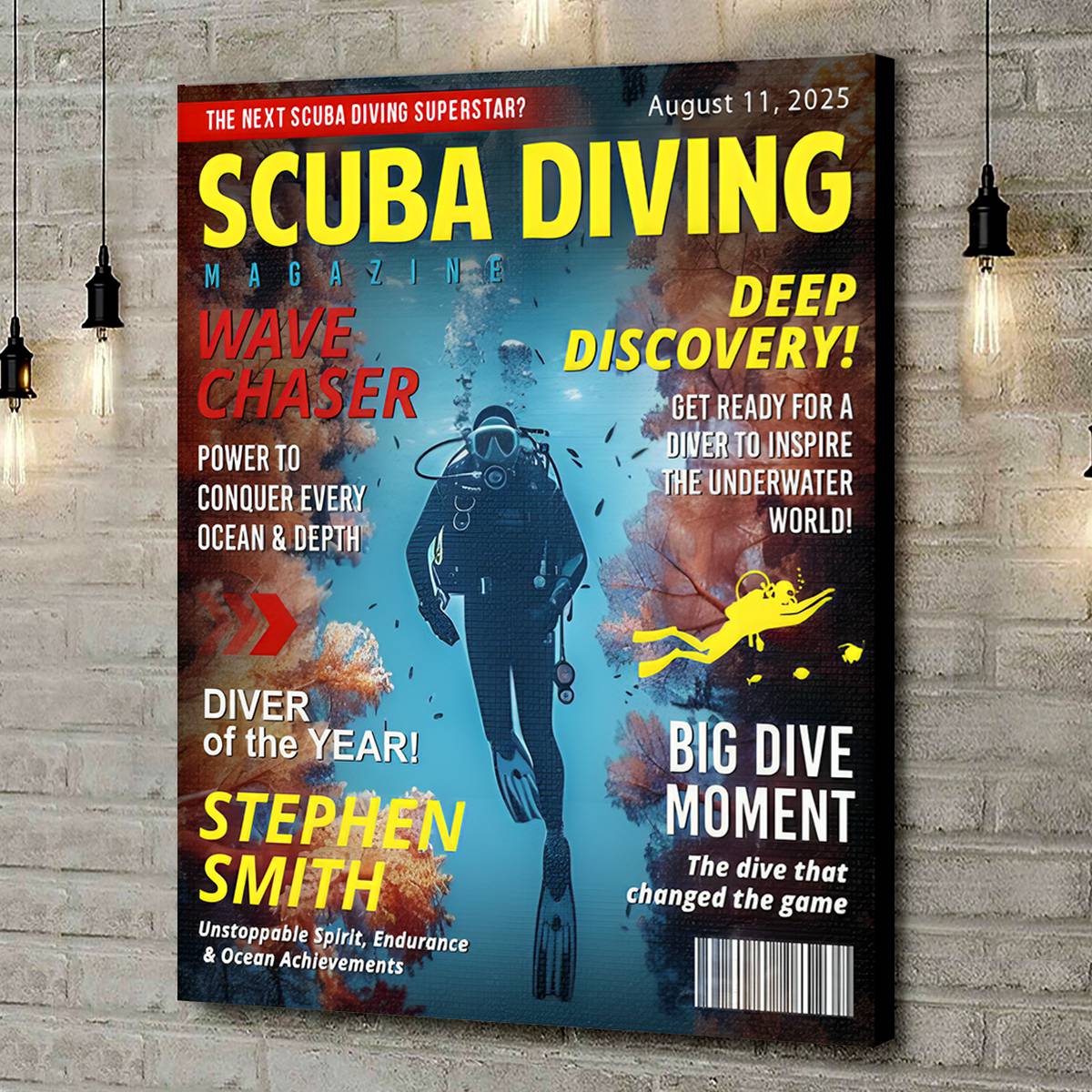 Personalized Scuba Diving Magazine Cover, Custom Scuba Diving Dad Gift, Scuba Diving Lover Gift