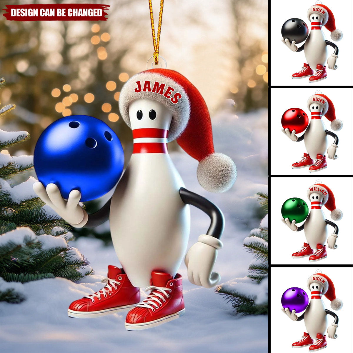 Personalized Custom Name Bowling Christmas Ornament, Gift For Bowling Lover