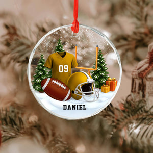 Personalized American Football Glass Ornament - Christmas Gift For Football Player