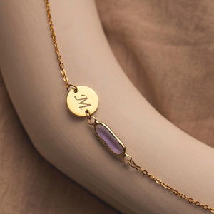 Birthstone with Initials - Personalized Birthstone Jewelry, Birthday Gift, Friendship Bracelet