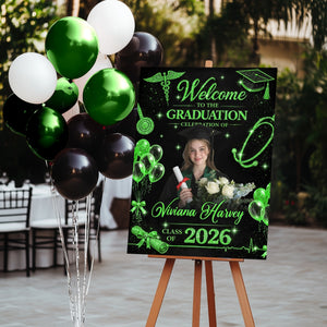 Glitter Nurse RN Personalized Graduation Welcome Sign - Custom Photo Welcome Sign - Graduation Gifts