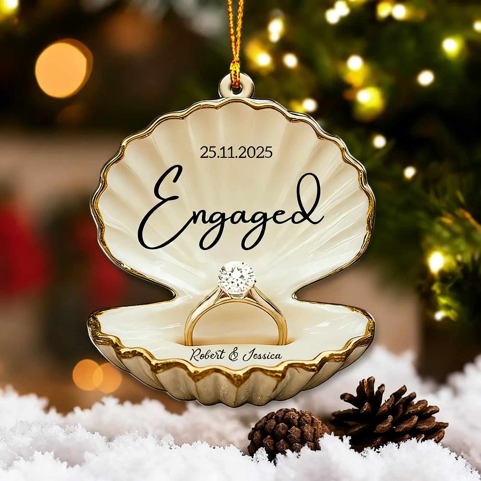 Engaged, Couple Christmas Home Decor, Christmas Ornament, Personalized Ornament