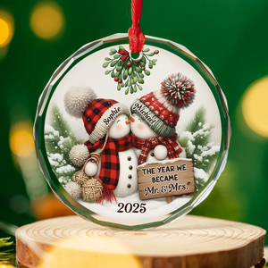 Merry And Bright Together - Personalized Custom Glass Couple Ornament