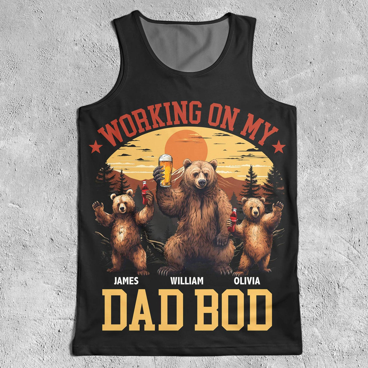 Working On My Dad Bod - Personalized Bear Tank Top For Men