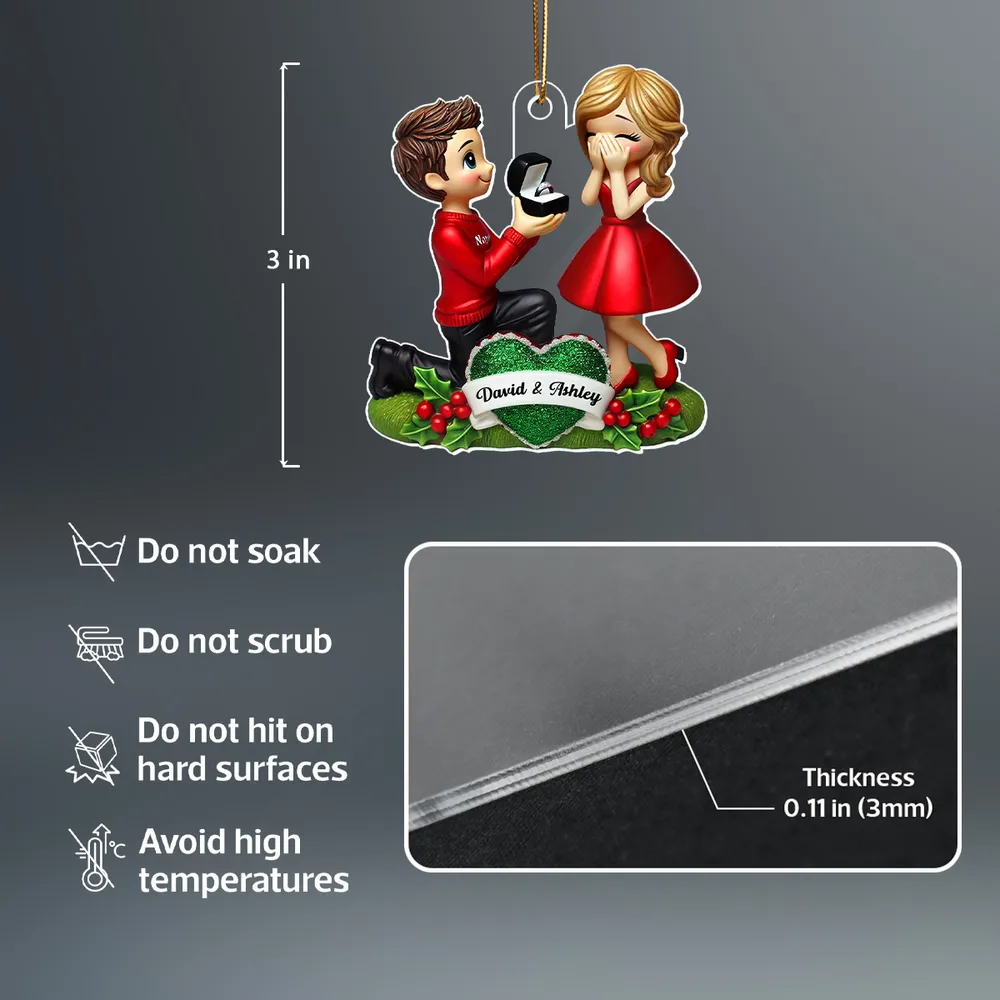 Marriage Proposal - Personalized Acrylic Ornament Newly Engaged Gift For Couple