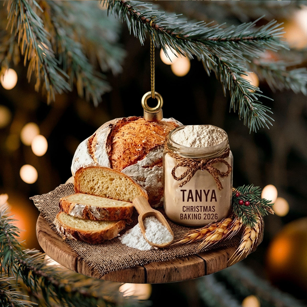 Personalized Name Baking Christmas Ornament Custom Acrylic Bread Flour Jar Holiday Tree Decoration