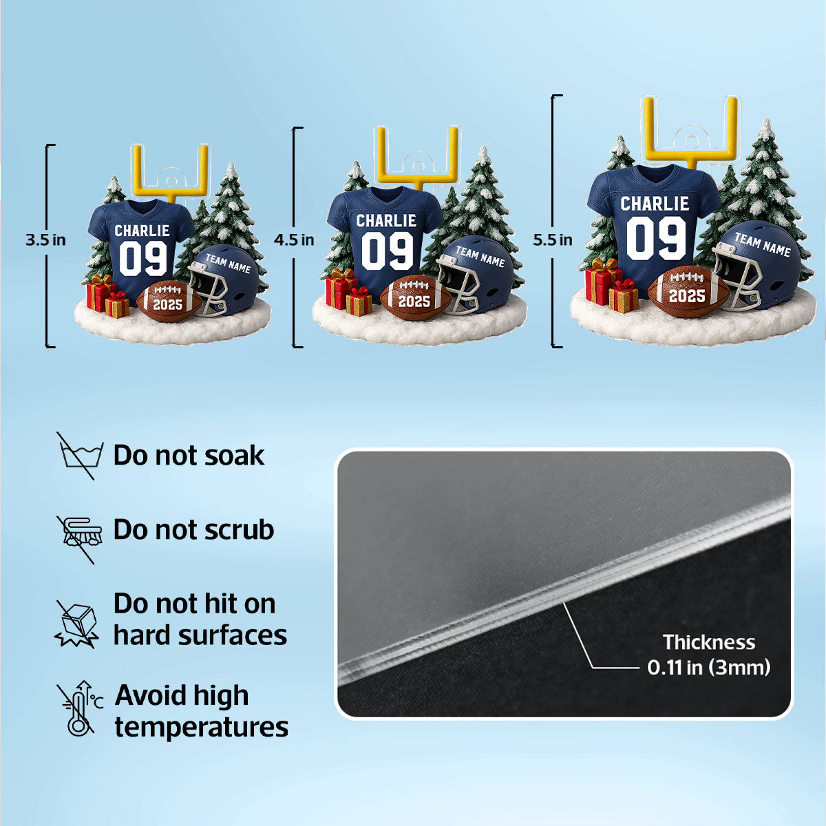 Proud American Football Player Uniform - Personalized Acrylic Ornament - Gift For Football Lovers, Football Team