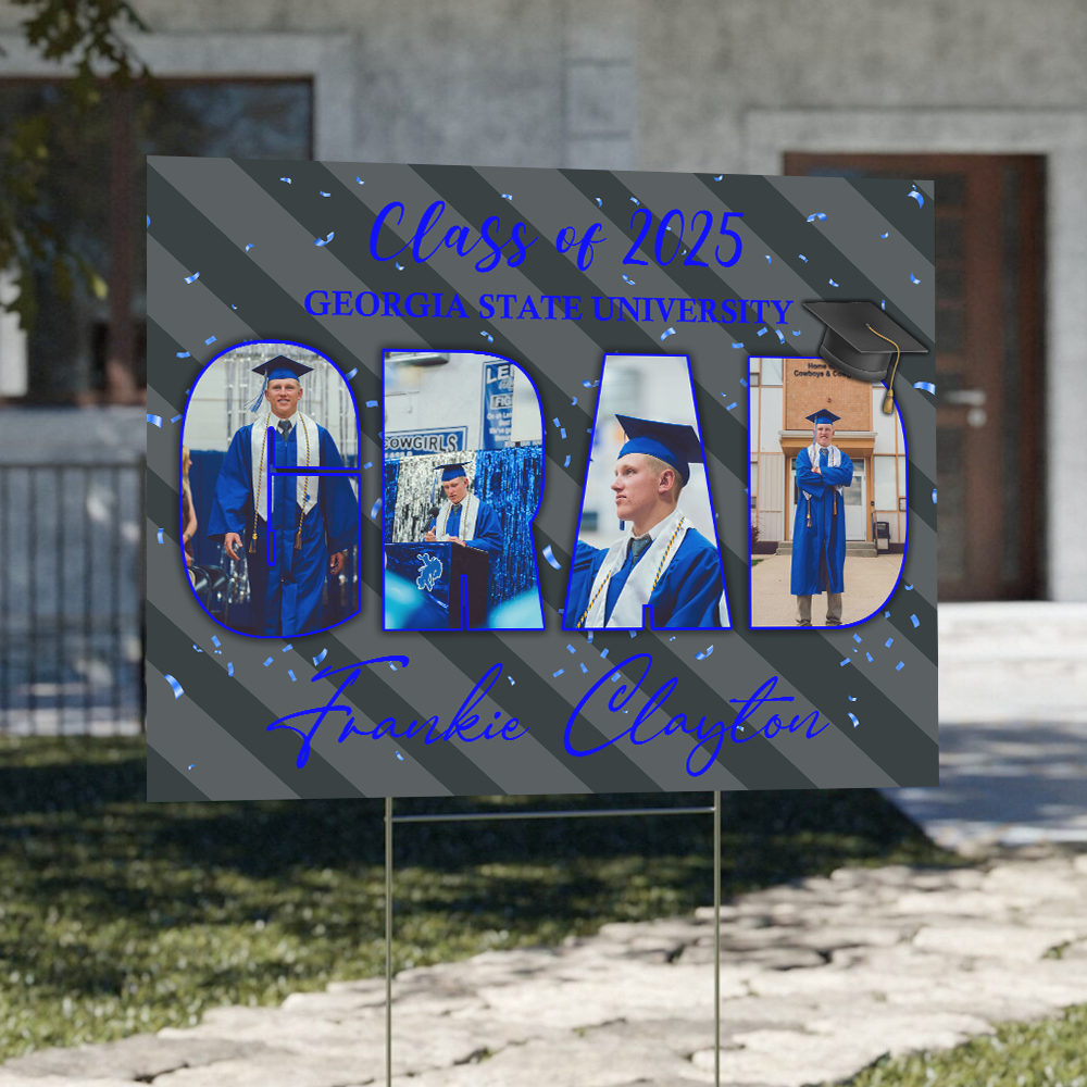 Personalized Custom Photo On Graduation Yard Sign