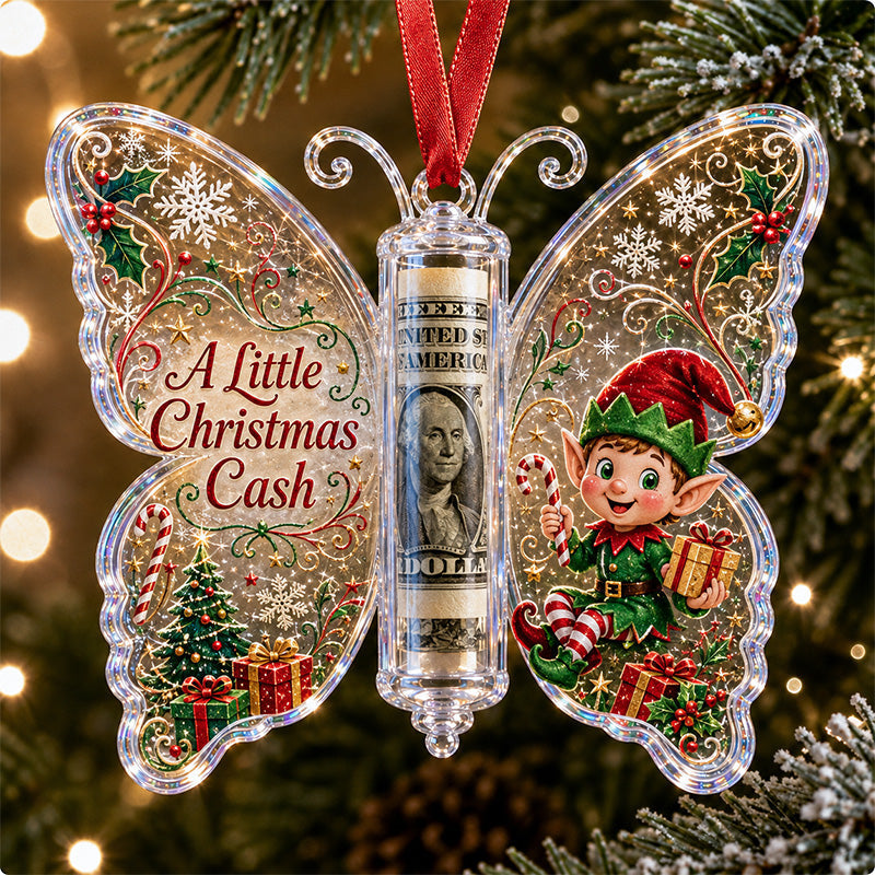 Christmas Cash Gift Butterfly Ornament – Holiday Money Holder Keepsake