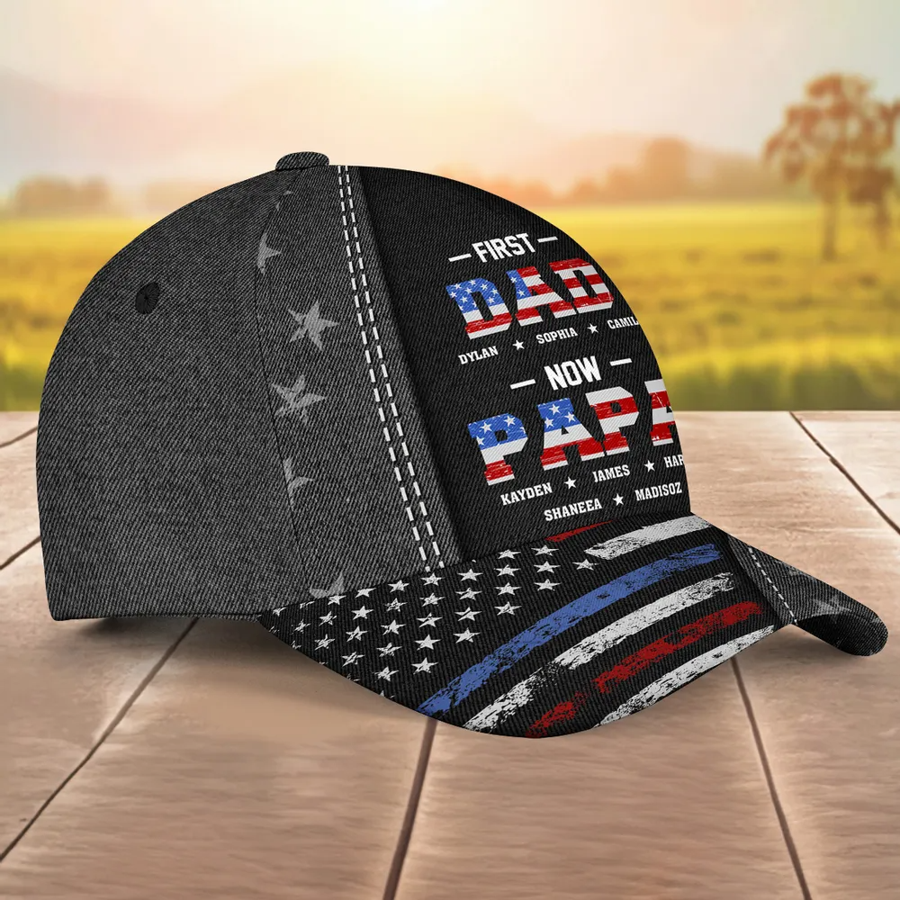 First Dad Now Papa - Personalized Custom Classic Cap