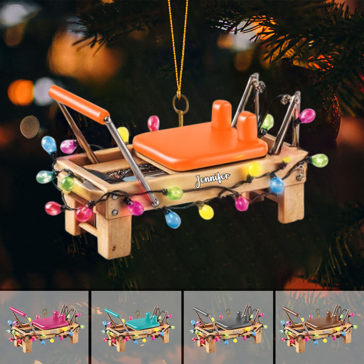 Personalized Pilates Reformer Ornament, Custom Name Christmas Gift