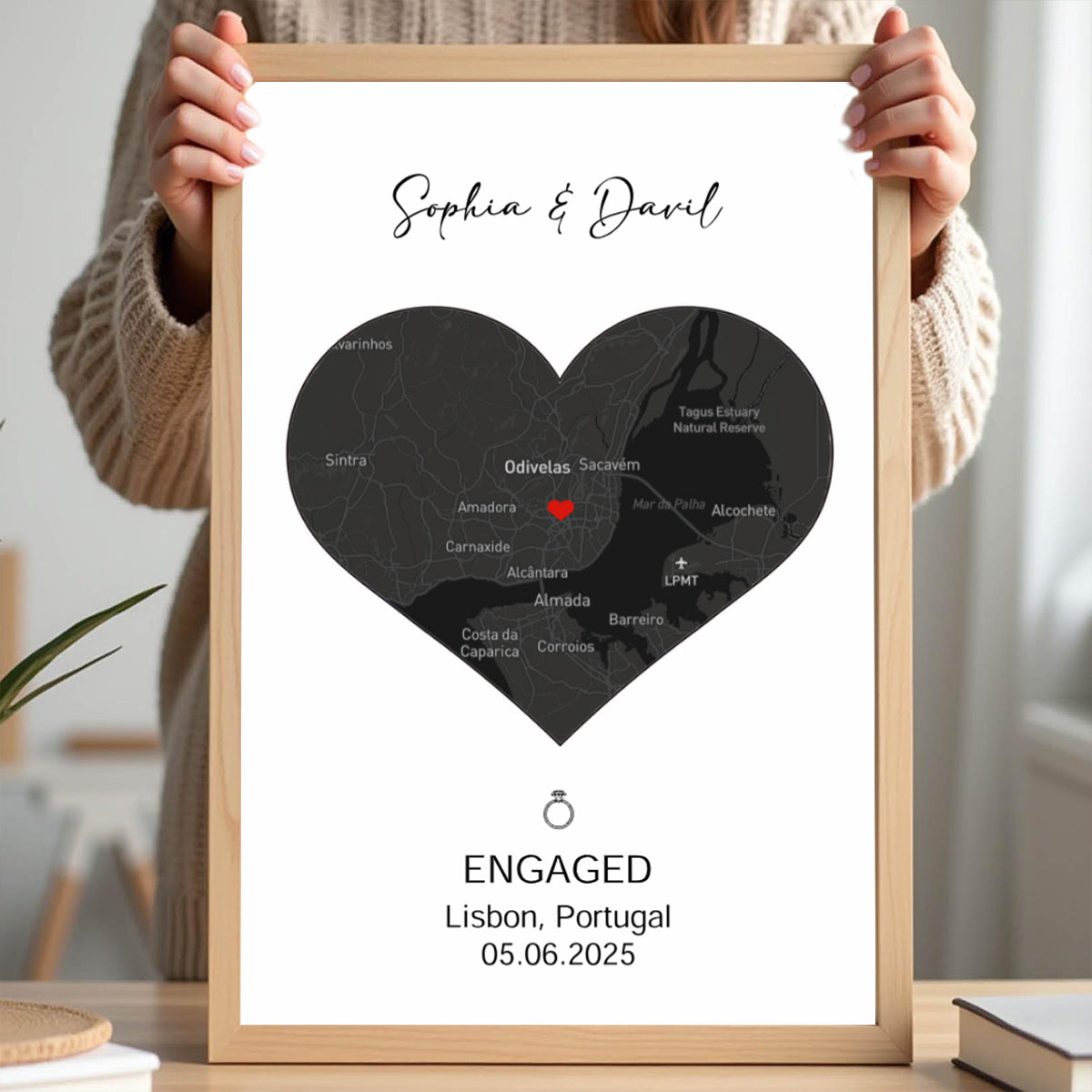 Engagement Gift, Couple Personalized Map Print