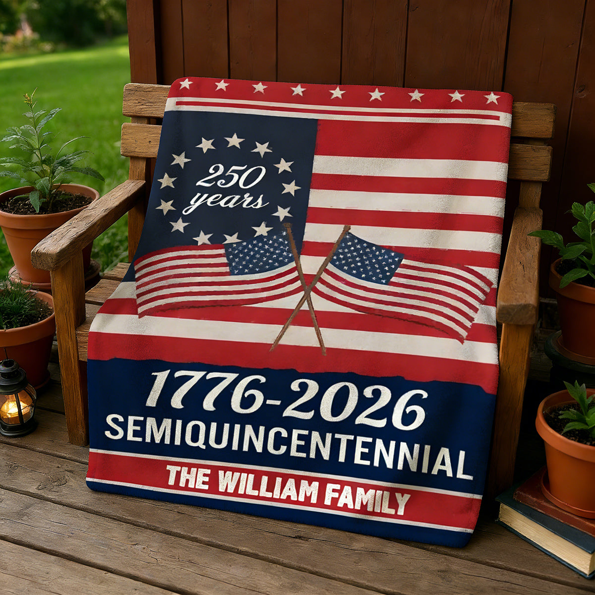 Custom Family Name Semiquincentennial 250th Anniversary Patriotic Blanket