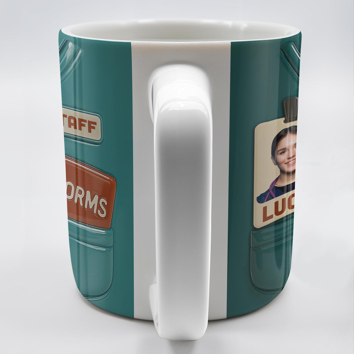 Celebrate Your Favorite Nurse, Medical Scrubs and ID Badge, Personalized Custom Coffee Mug