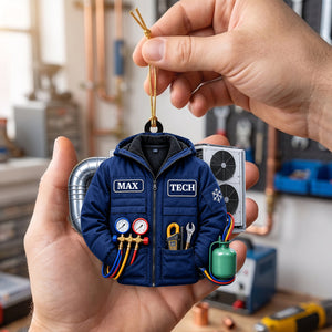 Personalized HVAC Work Shirt Acrylic Ornament
