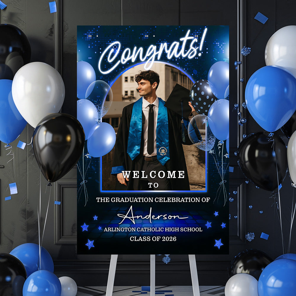 Personalized Graduation Welcome Sign Canvas - Custom Photo Graduation Gifts