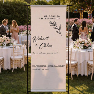Custom Fabric Wedding Welcome Sign • Modern Wedding Banner • Personalized Wedding Decor