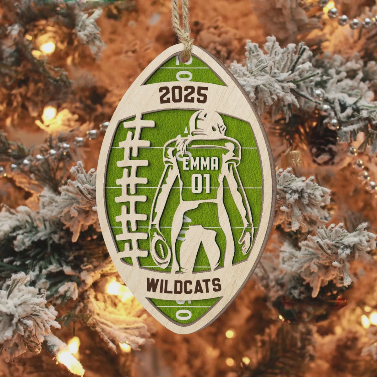 Custom Football Star Player - Personalized 2 Layer Wooden Ornament, Football Fan Gift