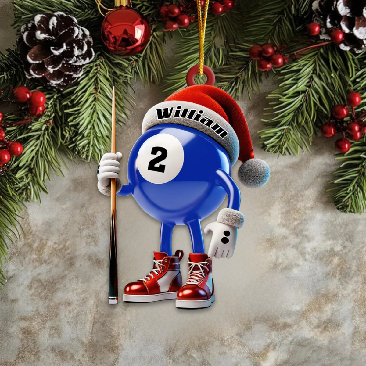 Personalized Name Billiard Ornament, Billiard Lover Christmas Gift