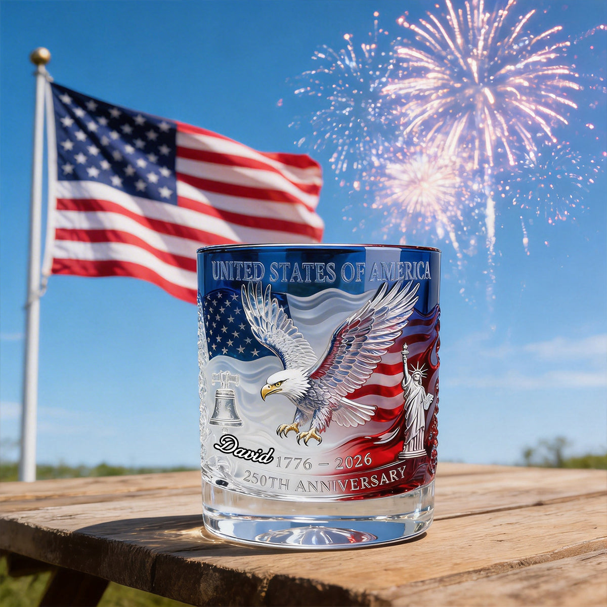 Proud Anniversary Round Glass, Personalized Gifts For Patriots