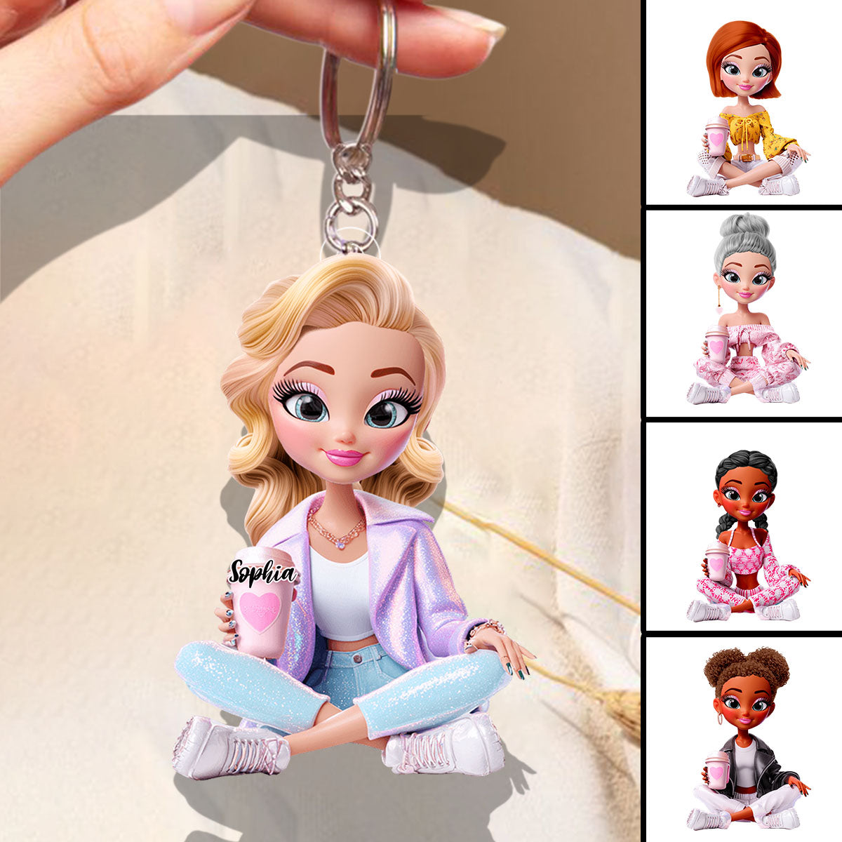 Adorable Doll Acrylic Keychain - Personalized Gifts For Her