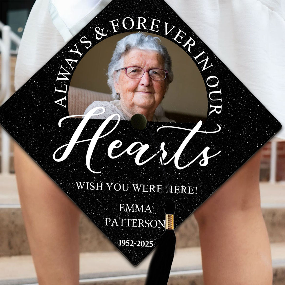 I Wish You Were Here - Personalized Graduation Cap Topper, Memorial Graduate Gift