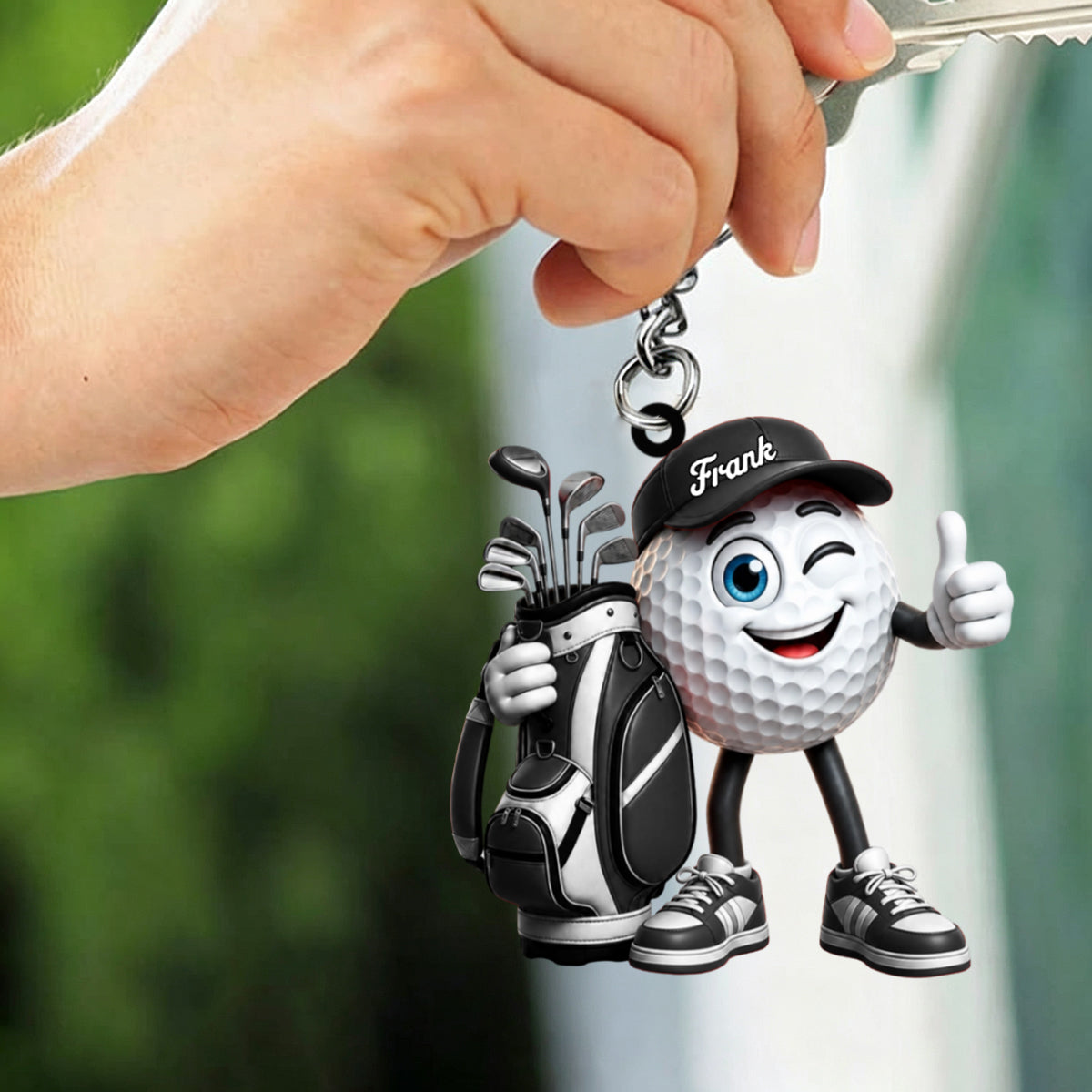 Cute Hugging Golf Bag With Golf Clubs Keychain - Personalized Golf Mascot Keychain Gift for Male & Female Golfer