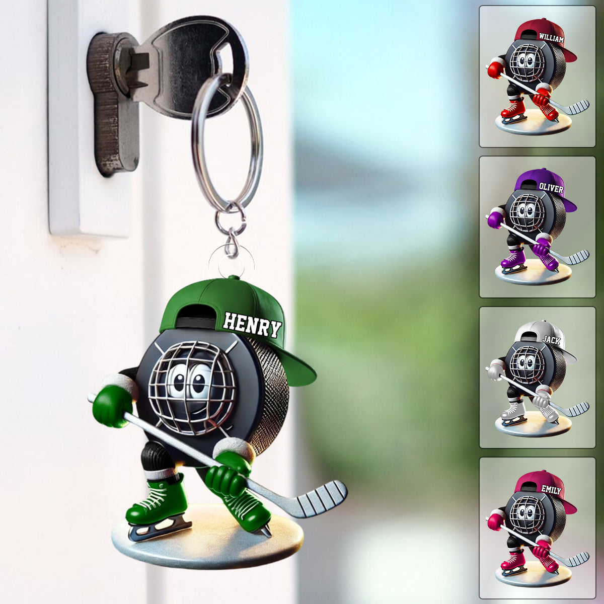 Personalized Ice Hockey Name Keychain For Hockey Fans, Ice Hockey Lover