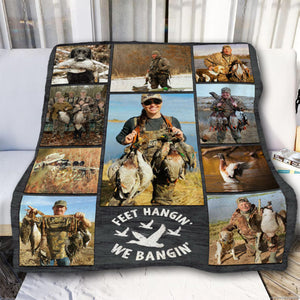 Duck Hunting Photo Collage Blanket, Personalized Gift For Duck Hunter, Duck Hunting Gifts For Dad, Husband, Grandpa, Son