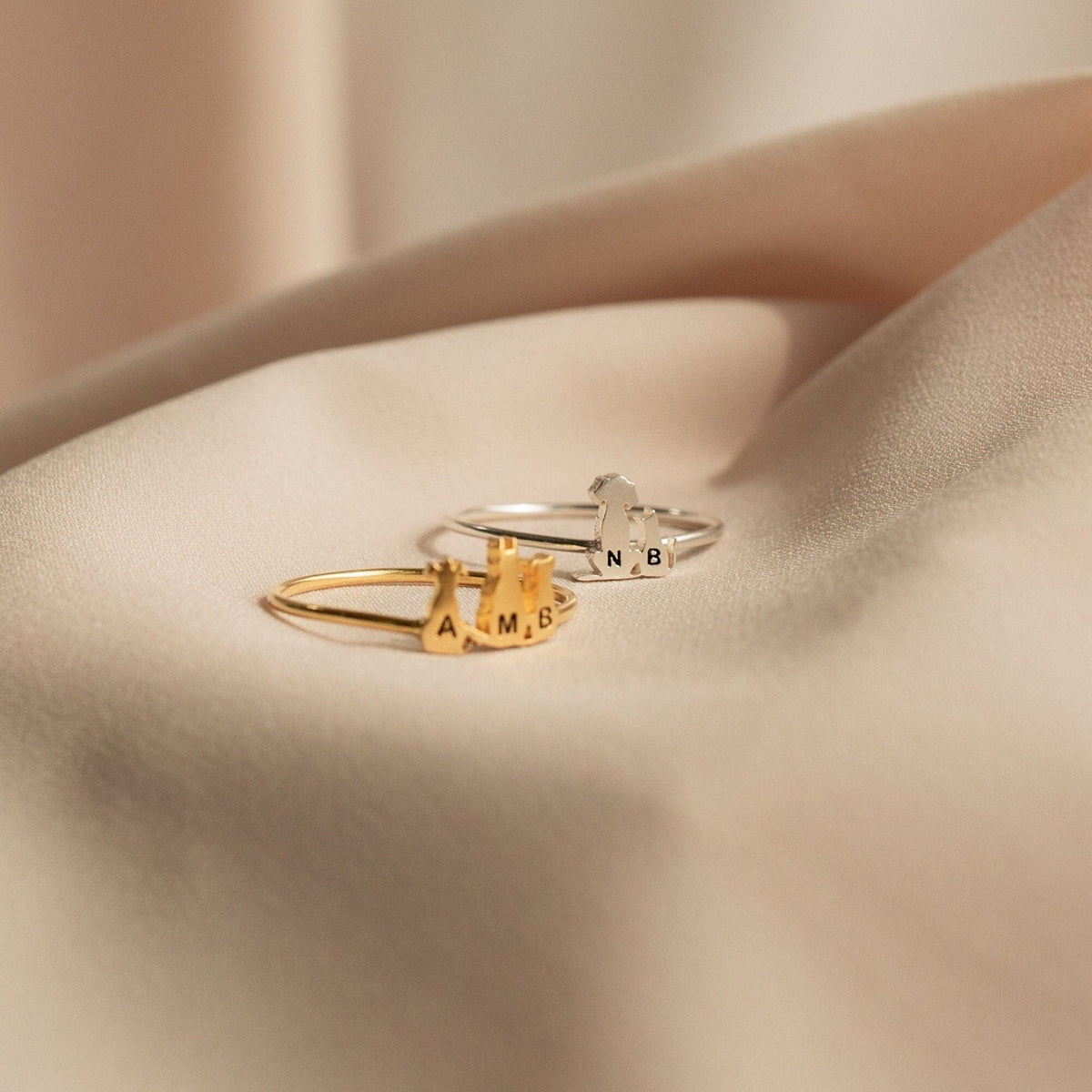 Personalized Pet Ring Pet Lover Memorial Gift Sympathy Gift Stackable Engraved Animal Initial Ring