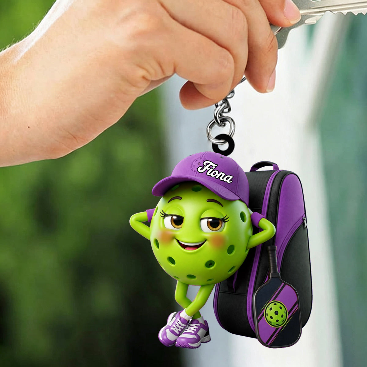 Pickleball Mascot With Sports Bag Keychain - Personalized Gift for Pickleball Enthusiasts