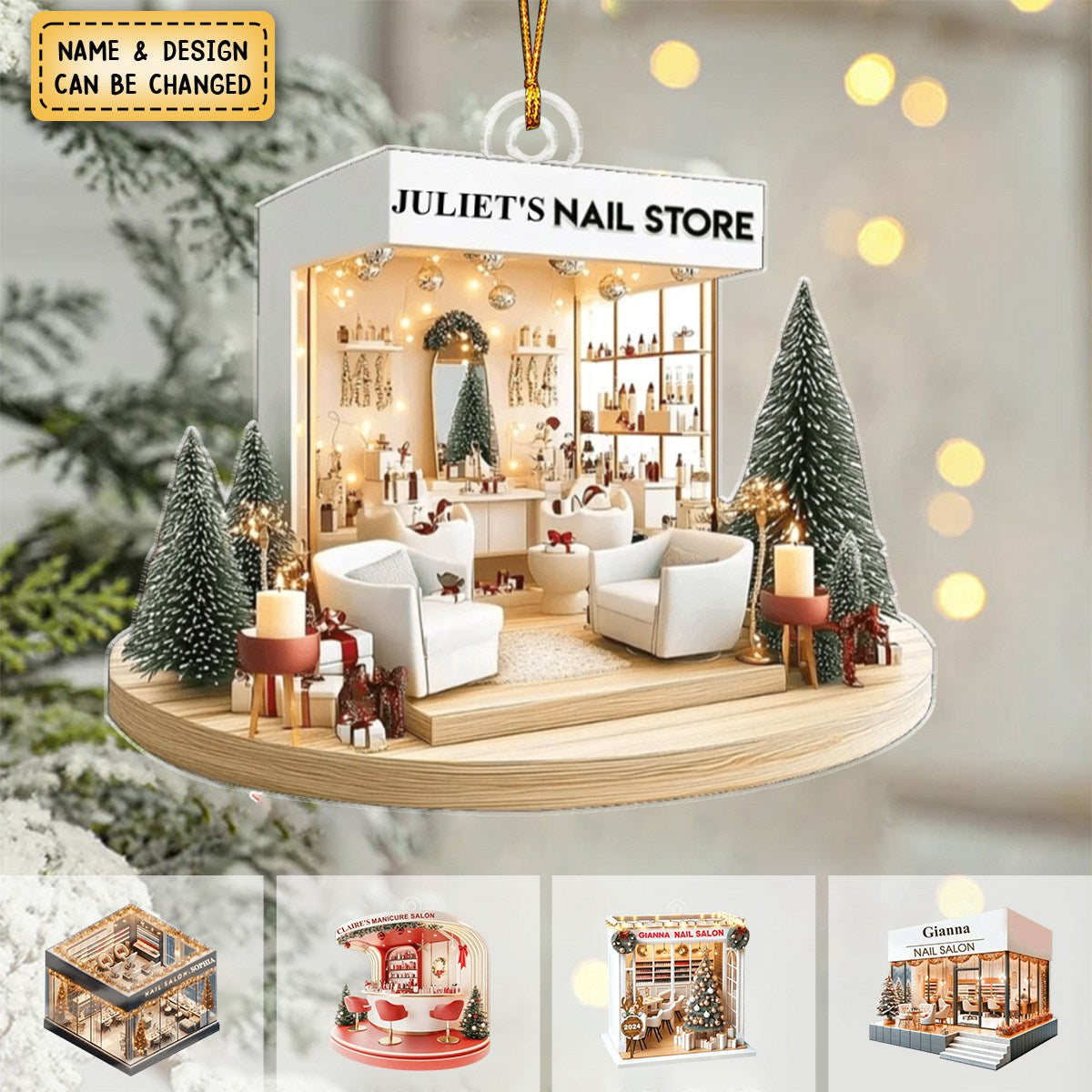 Personalized Gifts For Her Acrylic Ornament, Nail Salon