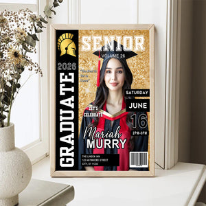 New Graduate Gift - Personalized Graduation Magazine Cover Canvas for Him or Her