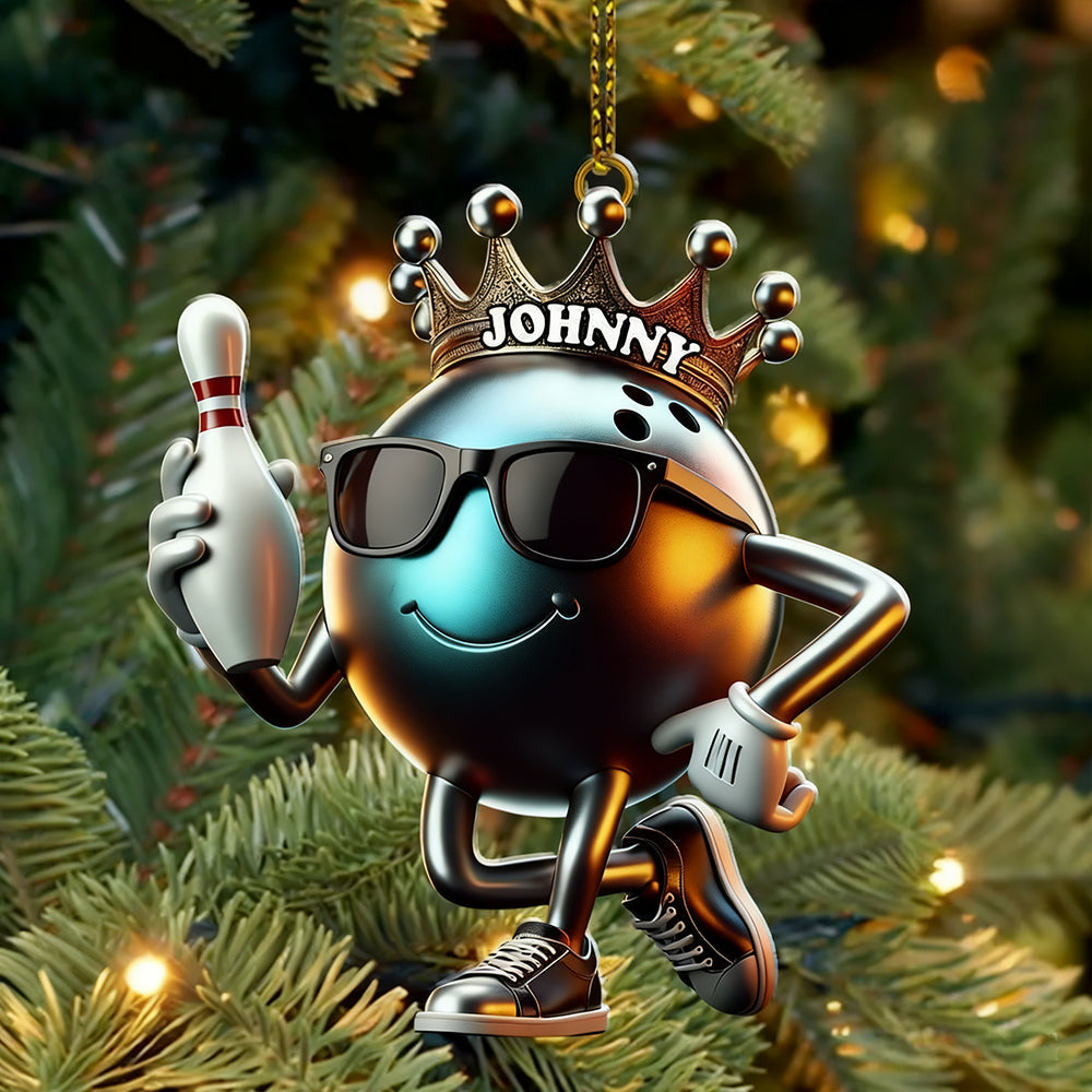 Personalized Custom Name Bowling Christmas Ornament, Bowling Lover Christmas Gift
