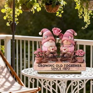 3D Effect Couple Grow Old Together - Personalized Wooden Plaque - Perfect Valentine's Day Gift For Him, Gift For Her