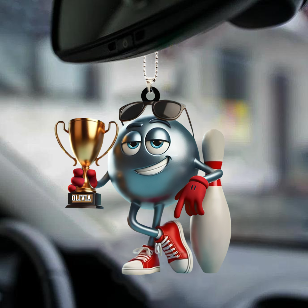 Personalized Name Trophy Bowling Ornament, Bowling Lover Gift